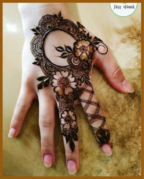 Aesthetic Back Hand Mehndi With Lotus Flower Art